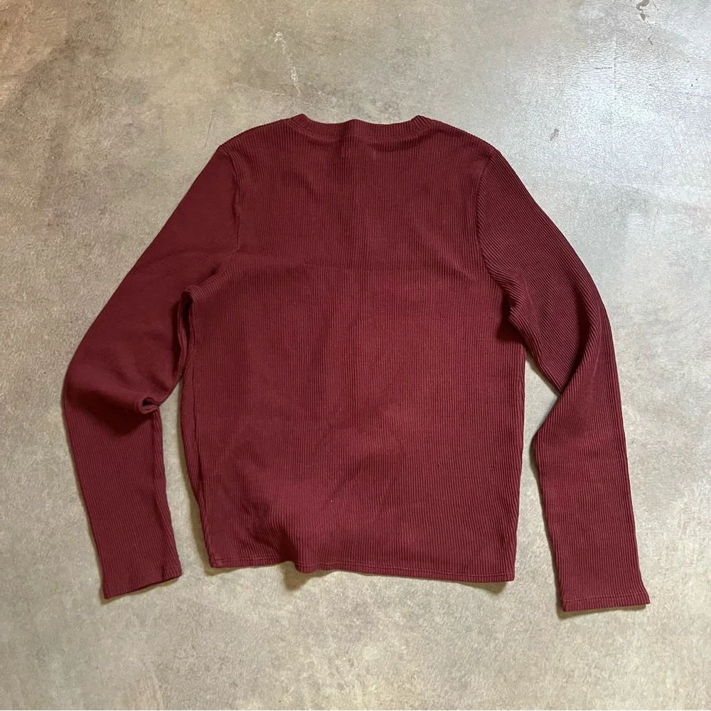 Madewell Ribbed Tie Front Long Sleeve Top